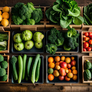 vegetables and fruits in market